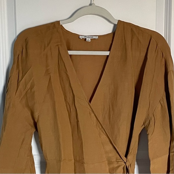 Madewell Linen-Blend Balloon-Sleeve Wrap Dress 35364 - Picture 3 of 13